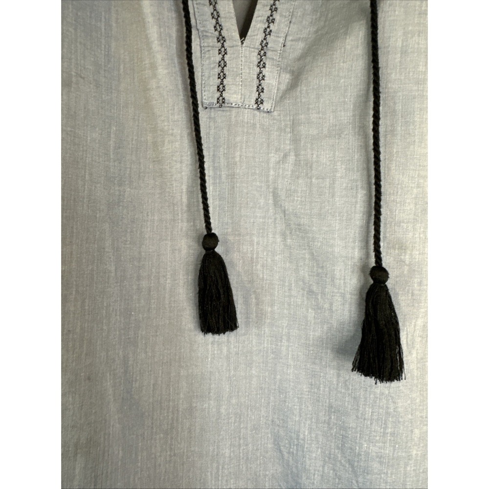 Who What Wear Chambray Boho Maxi‎ Dress Festival Fall Tassels Sz Small - Picture 4 of 9